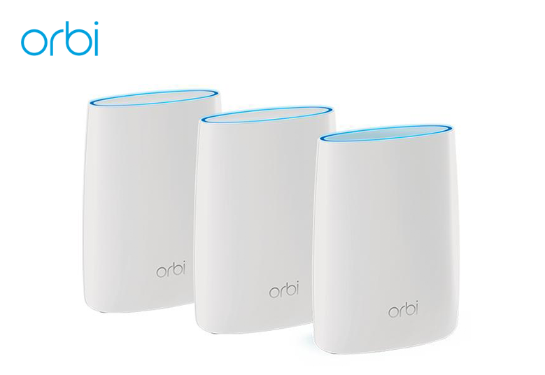 An image showcasing the Netgear RBK53S-100NAS Orbi AC3000 Whole Home Tri-band WiFi System, designed to provide comprehensive coverage and high-speed internet connectivity throughout the home. This system offers reliable performance with its tri-band technology, ensuring seamless connectivity for various devices.