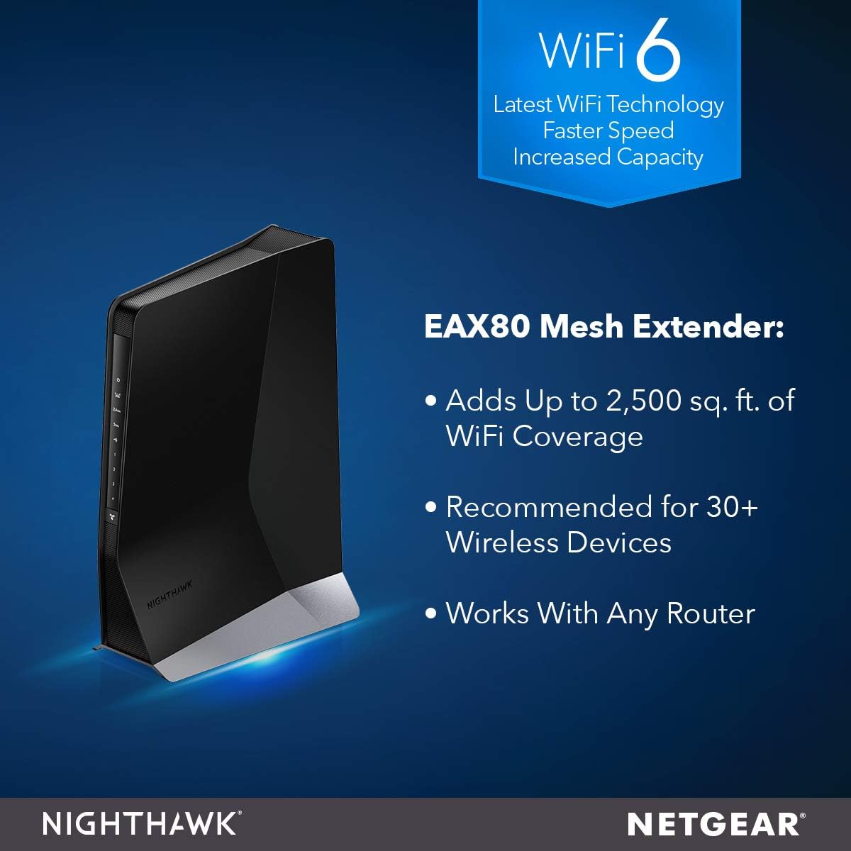Nighthawk EAX80 - AX6000 8-Stream ثنائي النطاق واي فاي 6 شبكة موسع 