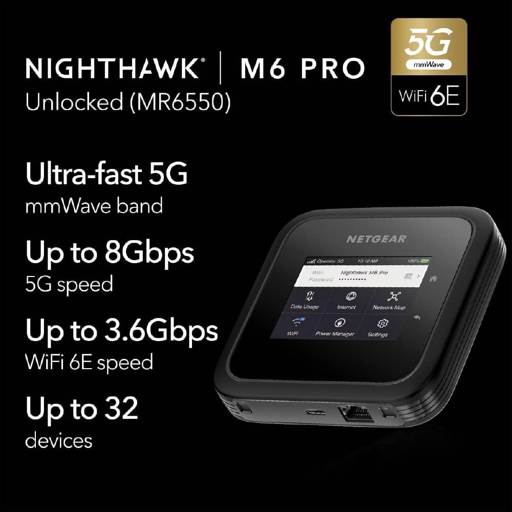 Nighthawk MR6550 - M6 Pro 5G mmWave WiFi 6E Mobile Hotspot Router