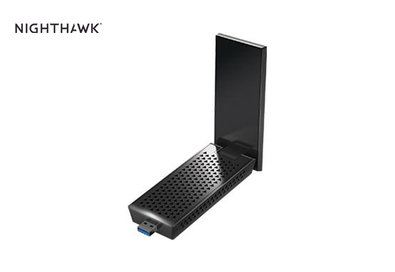 An Image of NETGEAR Nighthawk® AC1900 WiFi USB 3.0 adapter. Wirelessly connect your laptop or desktop computer to the next-gen 802.11ac technology with WiFi speeds up to 1.9Gbps. Stronger coverage with high gain antennas. Connect the adapter to a USB 3.0 port for fast and efficient data transfer, online lag-free gaming and HD streaming, at home or on the go