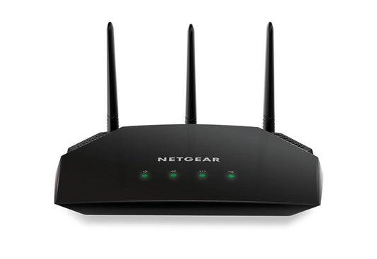 An image of the R6850 - AC2000 Dual-Band Smart WiFi Router, featuring advanced technology for high-speed internet connectivity. Its dual-band capability ensures reliable performance for home or office networks, with smart features for efficient management and control.