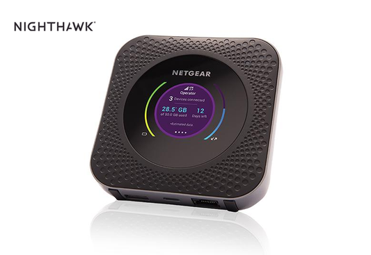An image featuring the 4G LTE Mobile Router (MR1100), also known as the Nighthawk M1 4G LTE Mobile Router. This device offers reliable and high-speed internet connectivity on the go, making it ideal for mobile users and travelers.