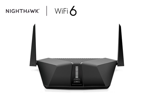 An image showcasing the AX3000 WiFi Router (RAX40), also referred to as the Nighthawk® 4-Stream Dual-Band WiFi 6 Router, providing speeds of up to 3Gbps. This router offers reliable and high-performance internet connectivity for home or office use.