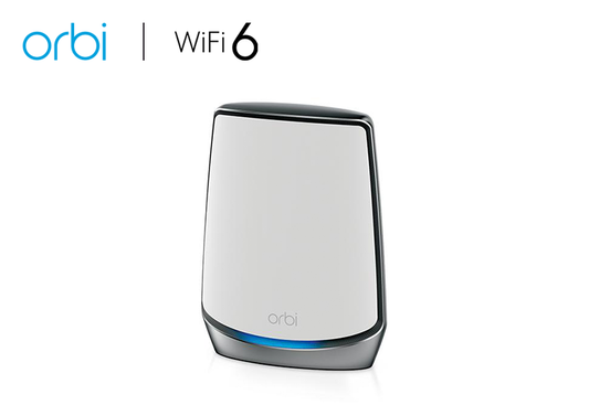 An image displaying the AX6000 WiFi Satellite (RBS860), part of the Orbi 860 Series Tri-Band WiFi 6 Mesh. With speeds of up to 6Gbps, this satellite extends the coverage of your Orbi Mesh network, ensuring seamless connectivity throughout your home or office.