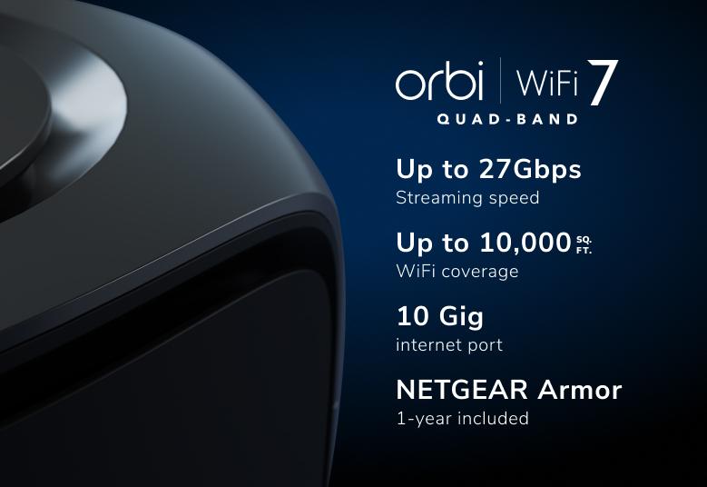 Orbi RBE973SB - BE27000 Quad-Band WiFi 7 Mesh WiFi System