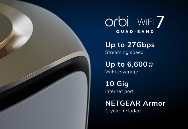 Orbi RBE972S - BE27000 Quad-Band WiFi 7 Mesh WiFi System